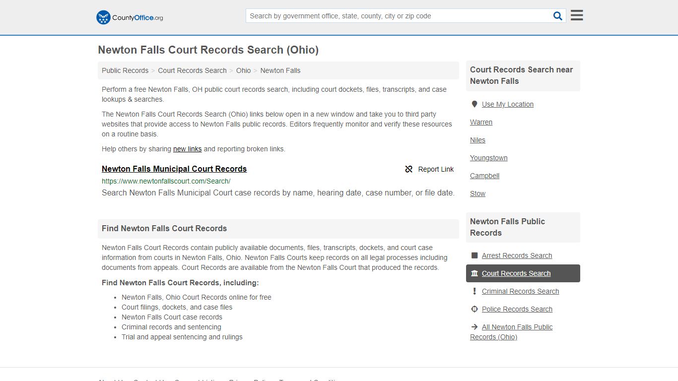 Court Records Search - Newton Falls, OH (Adoptions ...